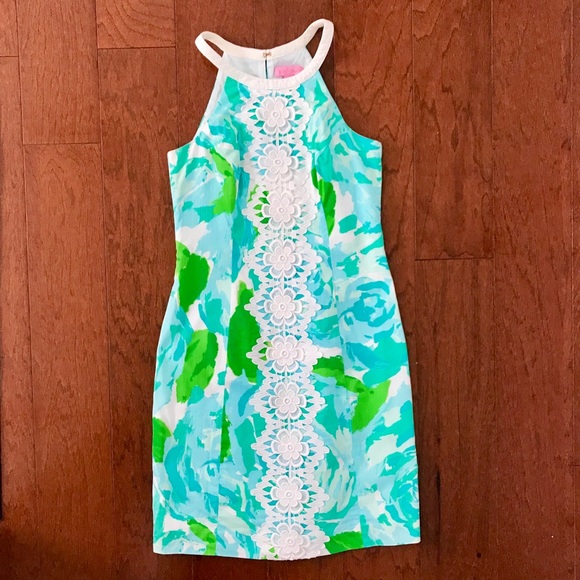 NWT LILLY PULITZER PEARL SHIFT SZ 0 POOLSIDE BLUE FIRST IMPRESSION